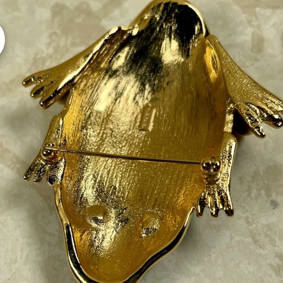 Vintage Tree Frog Brooch with Crystal Eyes!! - Picture 7 of 7